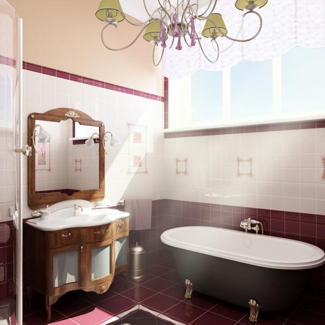 3d визуализация интерьер, уборная, вид на ванну