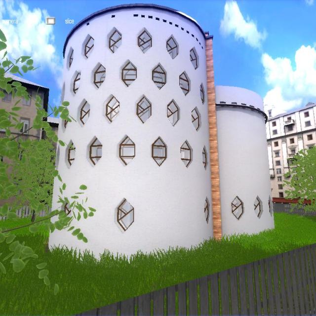 Интерактивный виртуальный 3d тур, Дом Архитектора Мельникова фасад